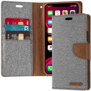 Goospery Canvas Diary Wallet Case for Apple iPhone X/XS - Grey